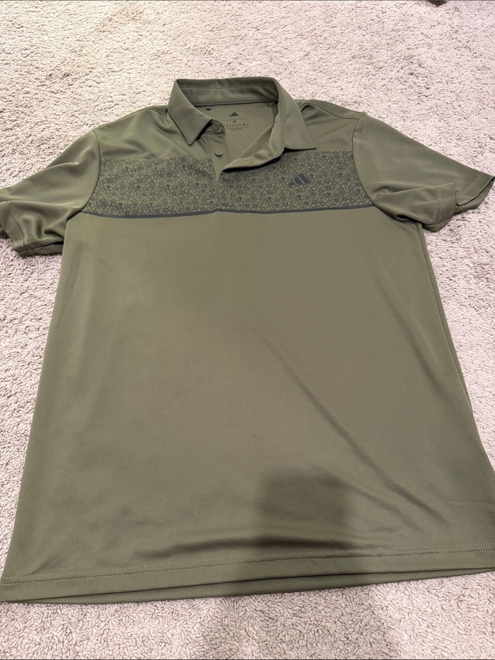 adidas Men's Olive Green Athletic Polo with Chest Pattern